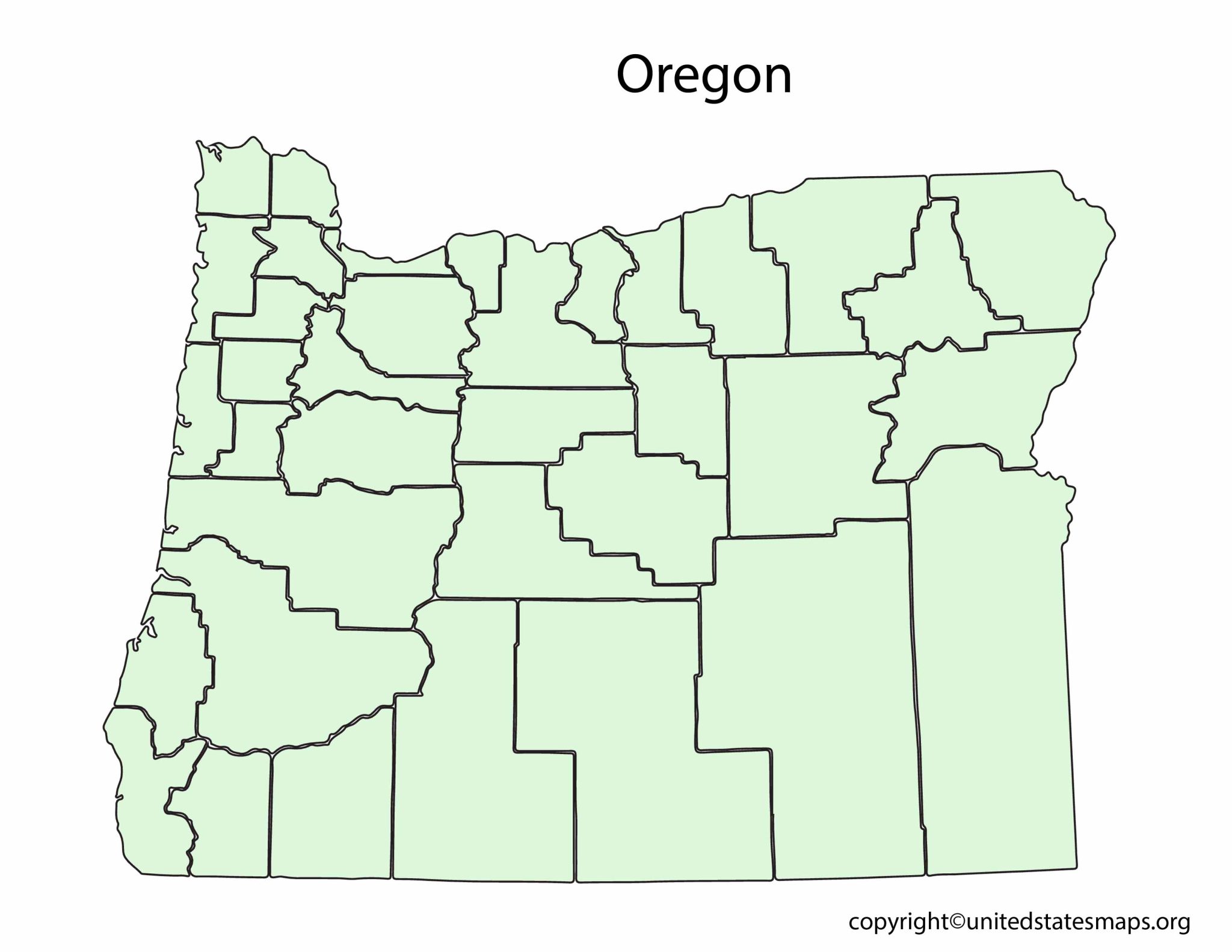 Blank Oregon Map | Printable Map Of Oregon in PDF