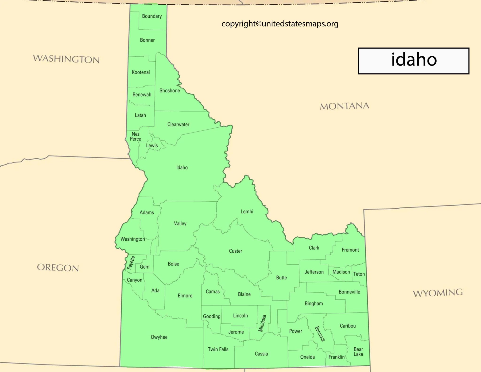 Idaho Political Map | Political Map of Idaho Counties