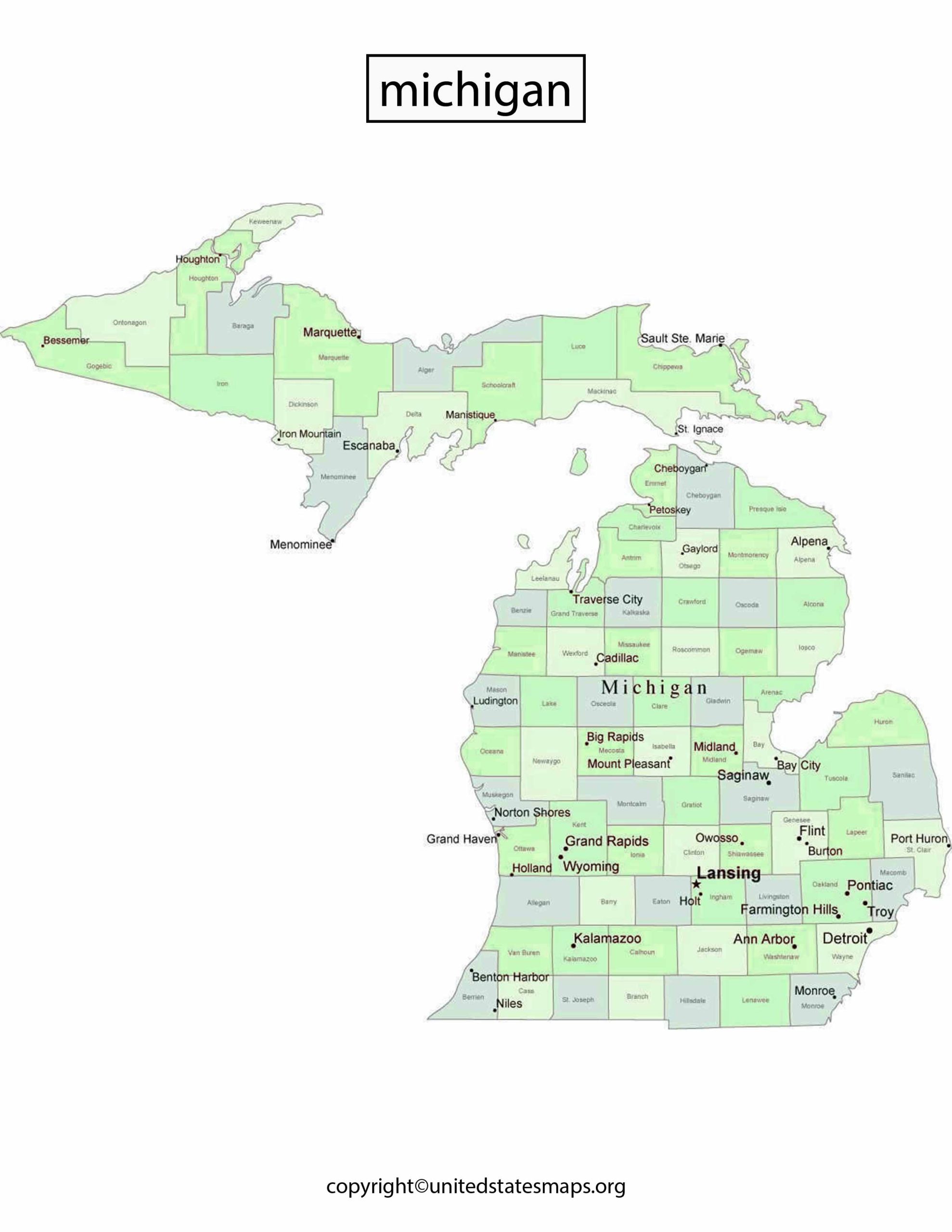 Michigan Political Map Political Map of Michigan Counties