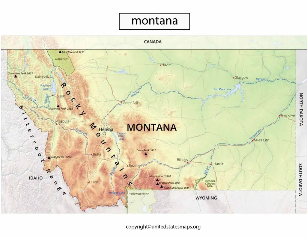 Political Map of Montana