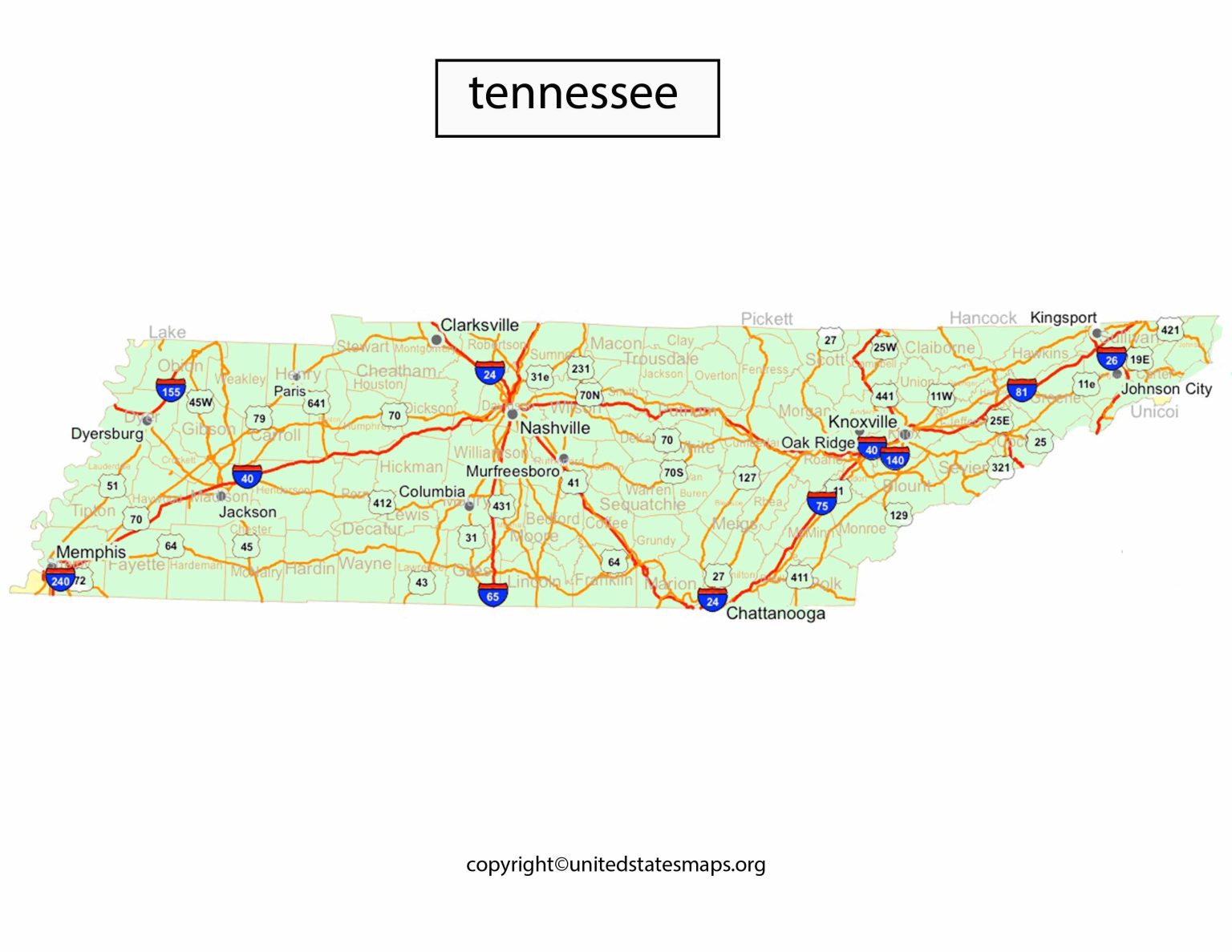 Tennessee Political Map | Political Map of Tennessee