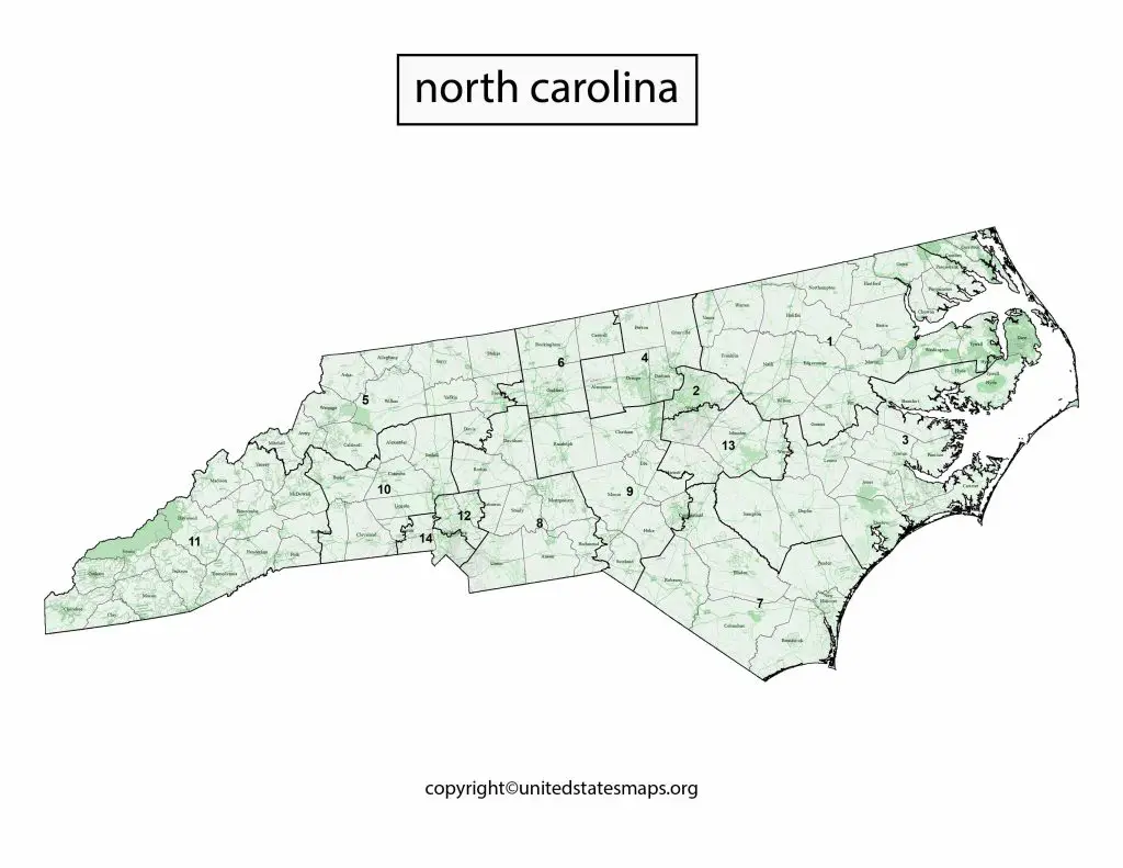 Political Map of North Carolina Counties
