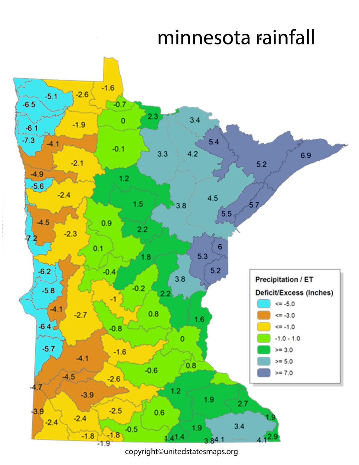 Minnesota Rainfall Map Rainfall Map of Minnesota