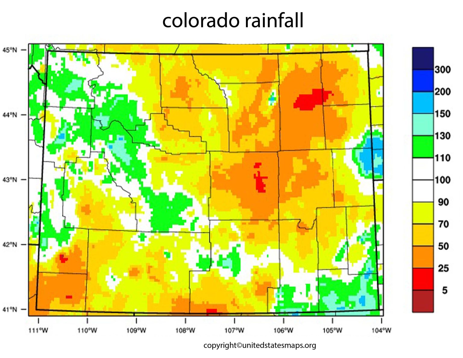 Colorado Rainfall Map Rainfall Map of Colorado