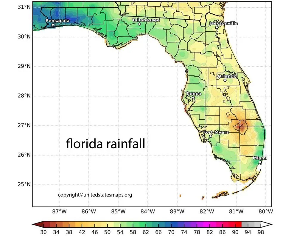 Rainfall Map of Florida