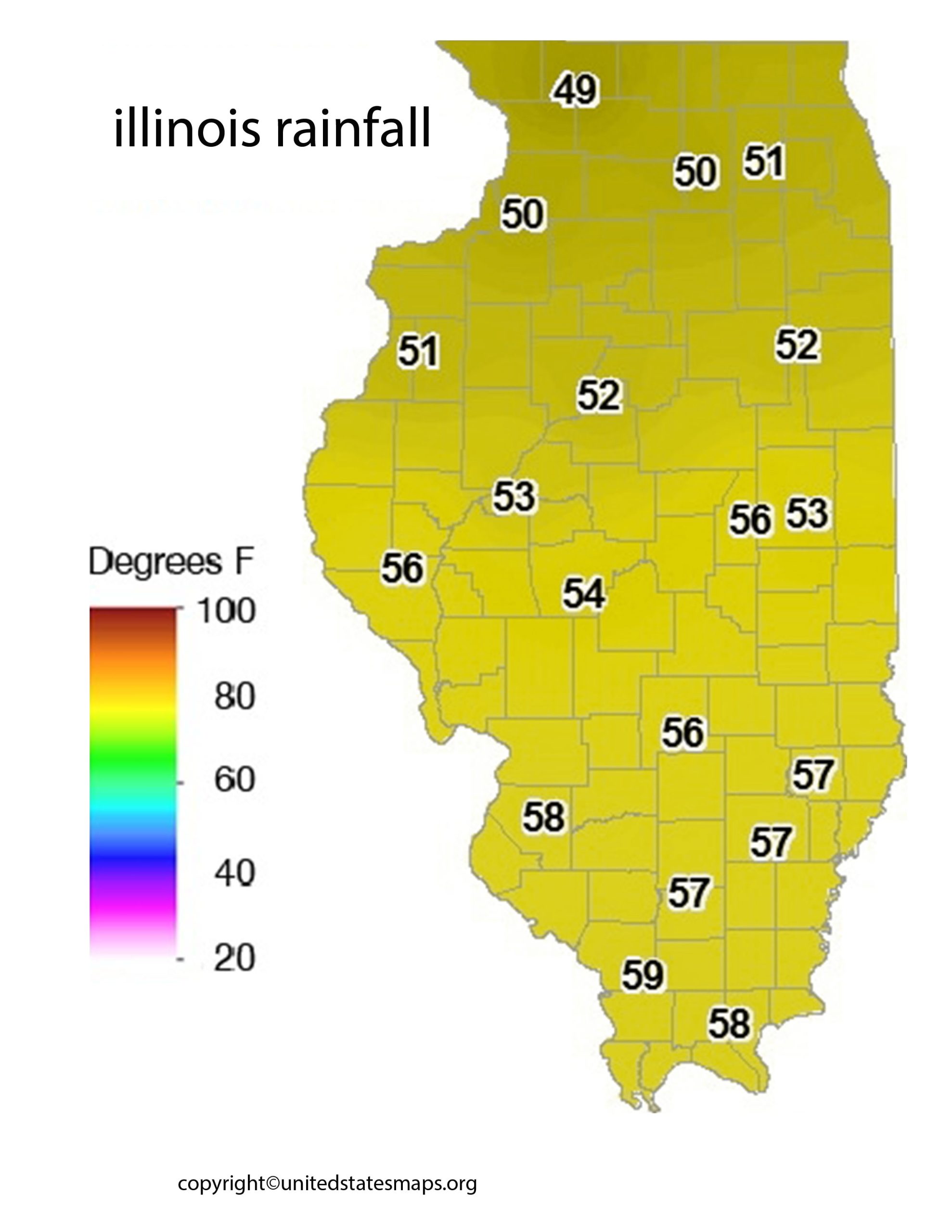 Illinois Rainfall Map Rainfall Map of Illinois