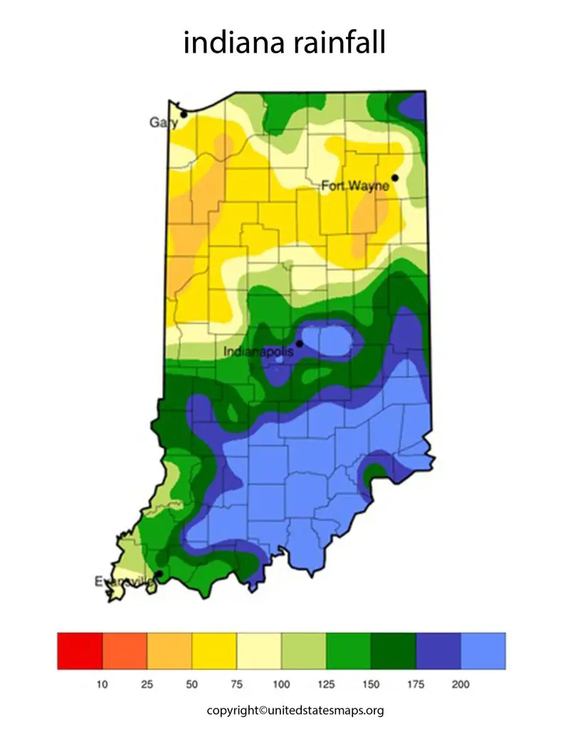 Rainfall Map of Indiana