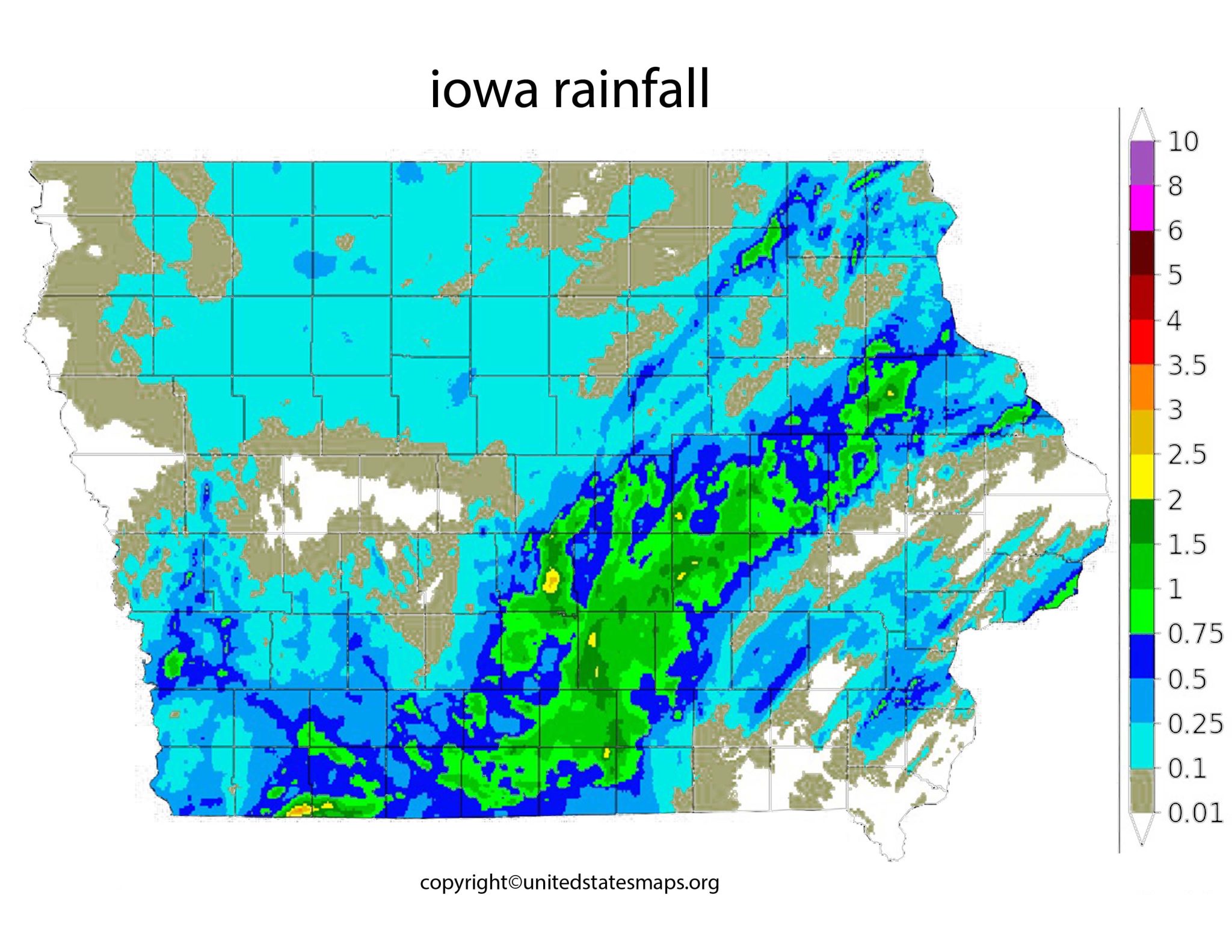 Iowa Rainfall Map | Iowa Rainfall Totals Map