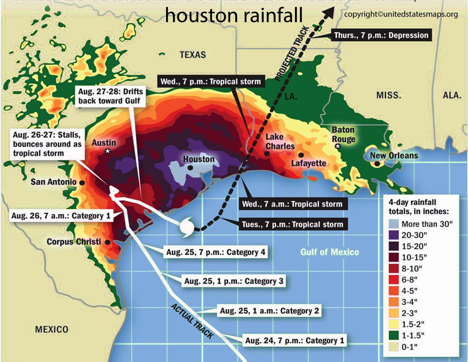 Houston Rainfall Map Rainfall Map of Houston