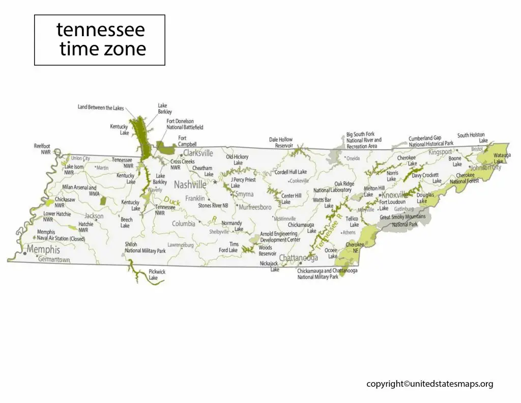 Tennessee Eastern Time Zone Map