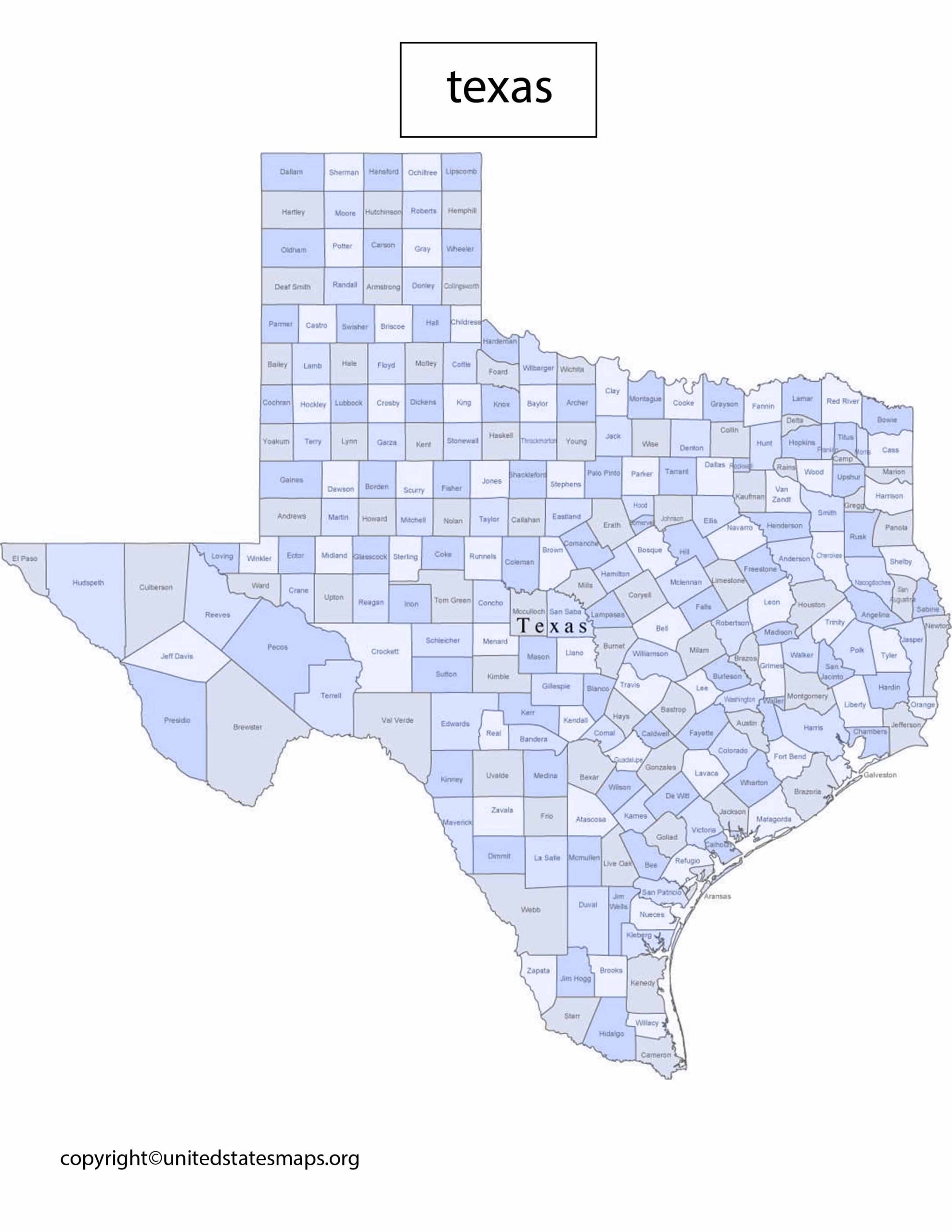 Texas Political Map  Map of Texas County by Political Party