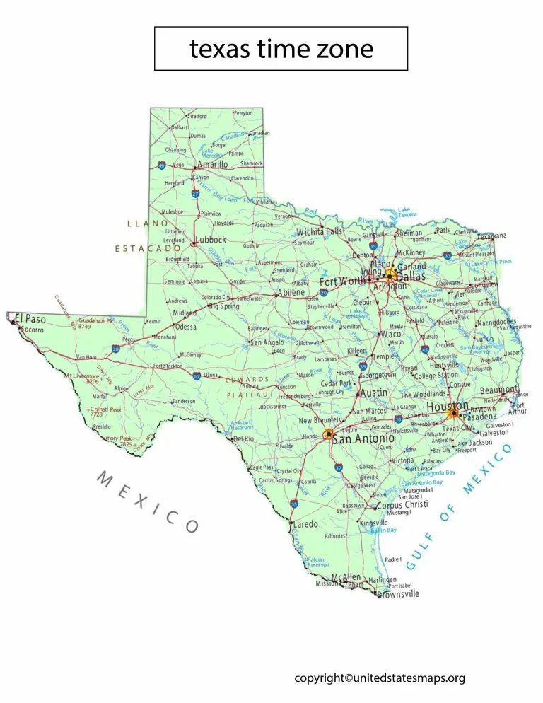 Texas Time Zone Map Map of Texas Time Zones