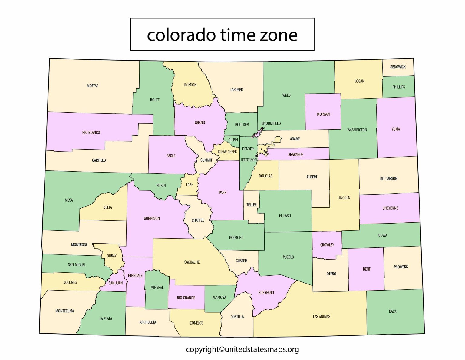 Colorado Time Zone Map | Mountain Time Zone Map Colorado