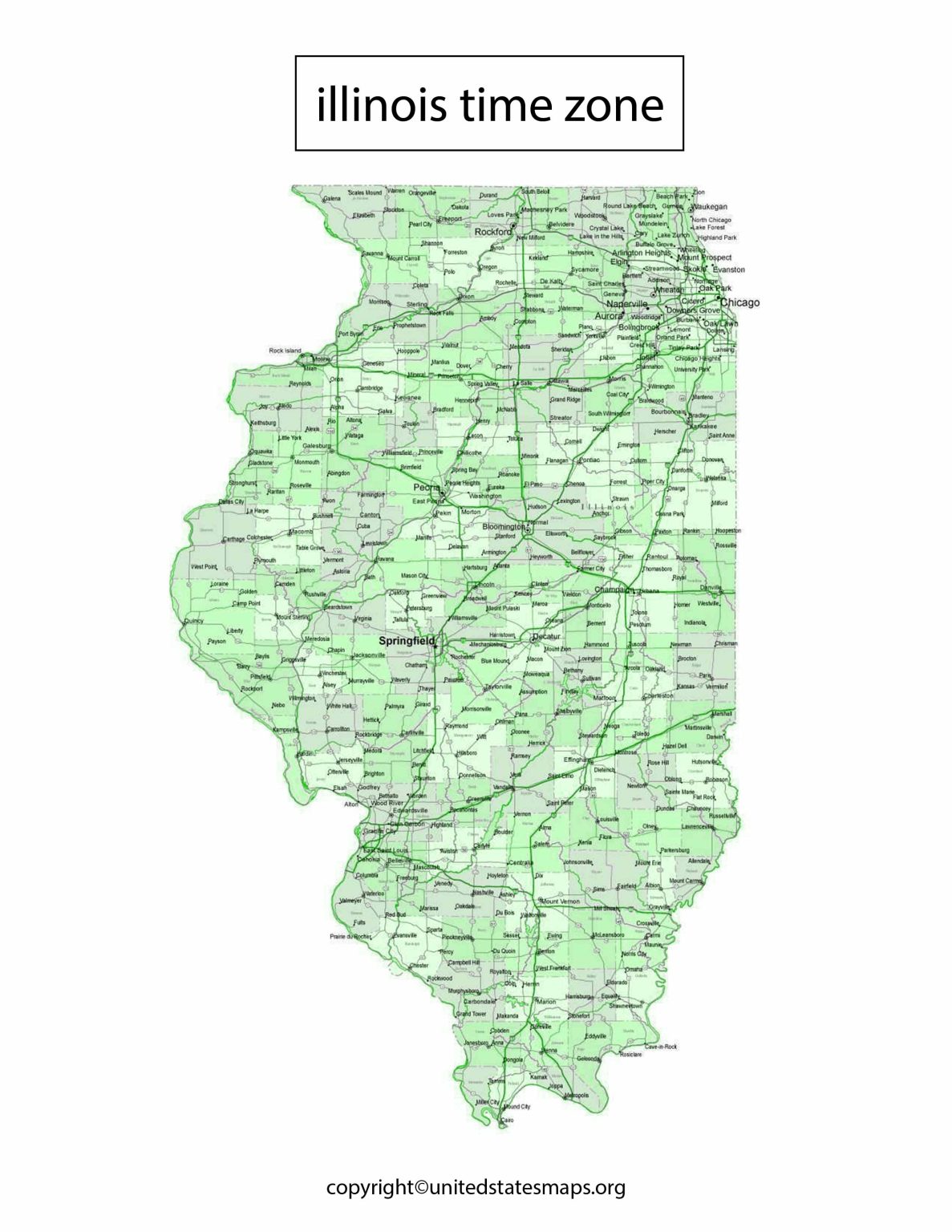 Illinois Time Zone Map Map of Illinois Time Zones