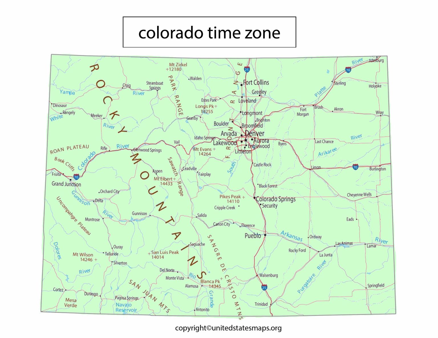 Colorado Time Zone Map Mountain Time Zone Map Colorado