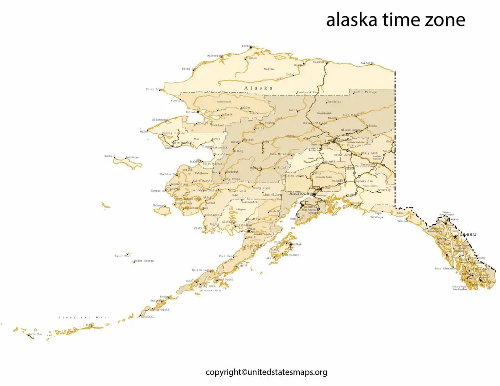 Time Zone Map for Alaska