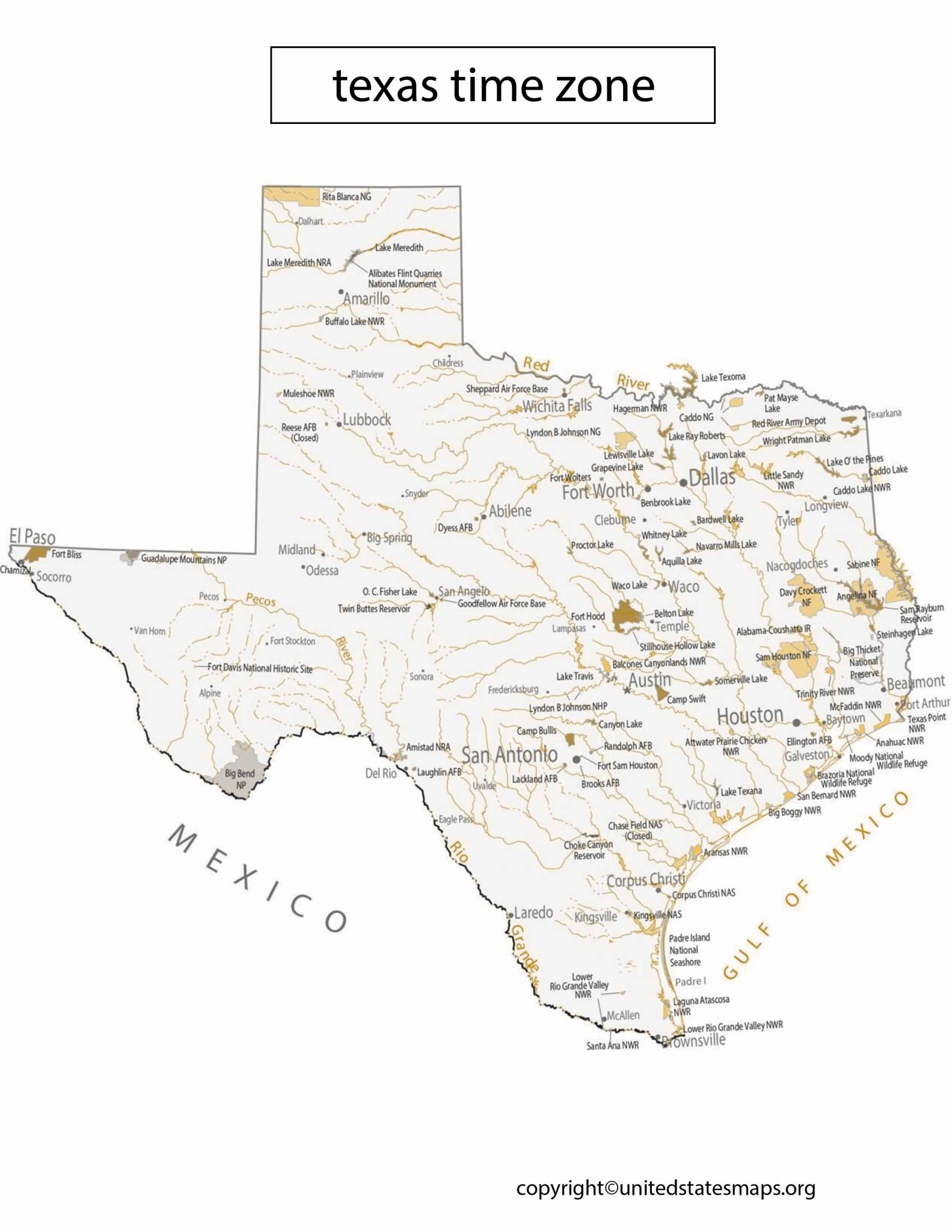 Texas Time Zone Map Map Of Texas Time Zones 4578