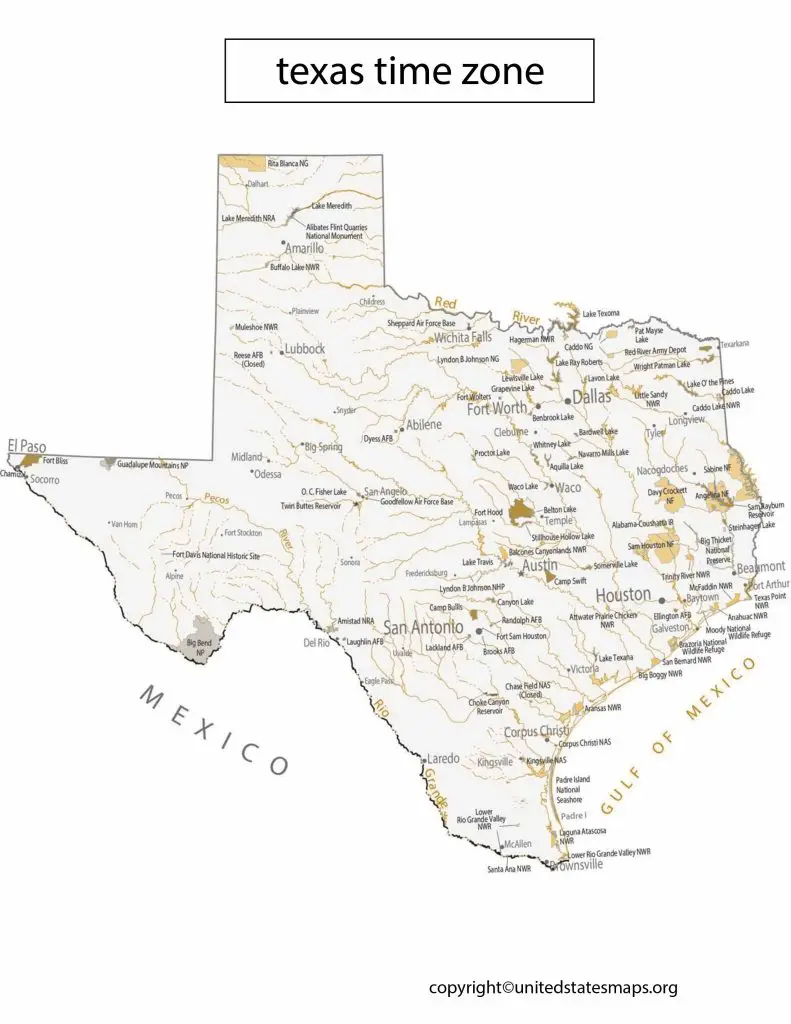 Time Zone Map of Texas