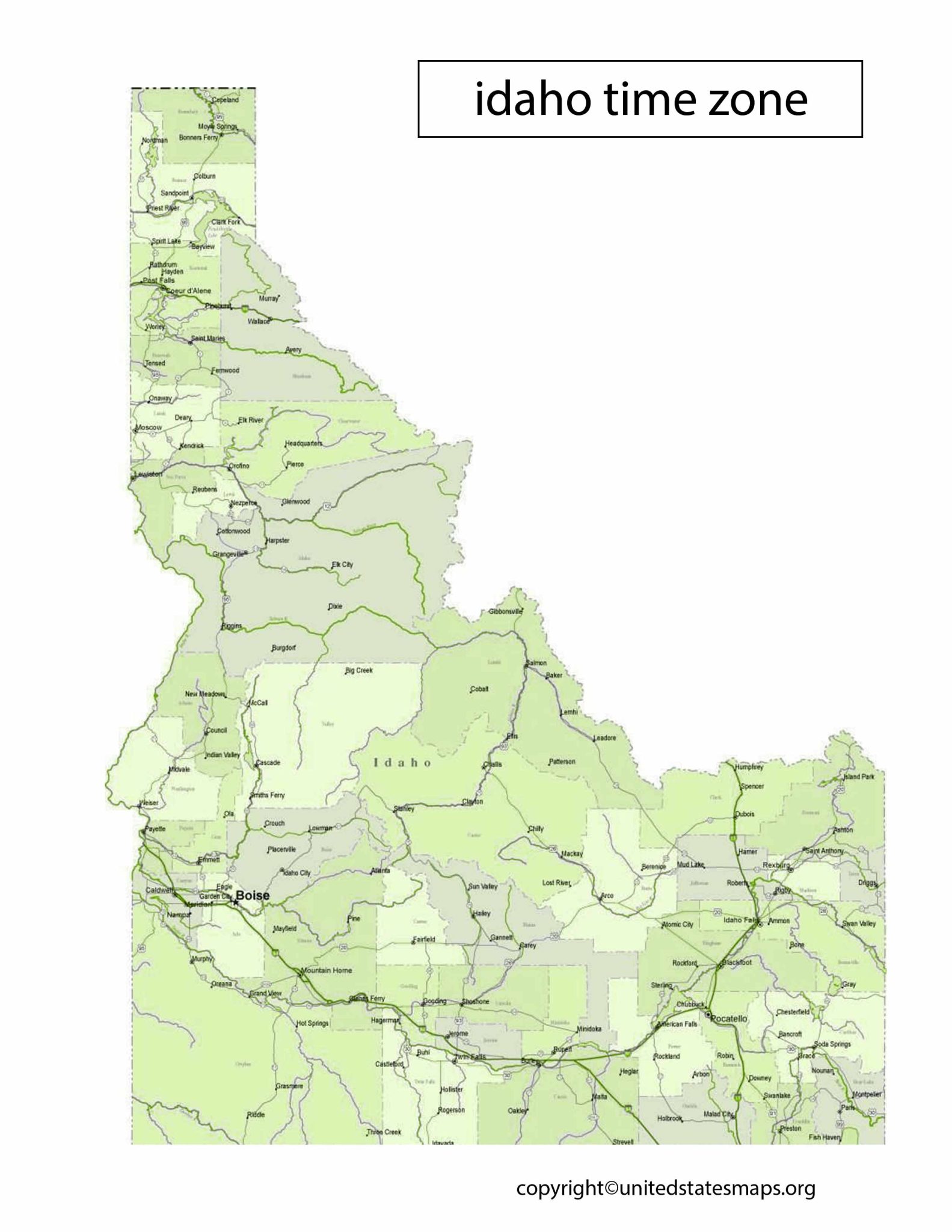 Idaho Time Zone Map