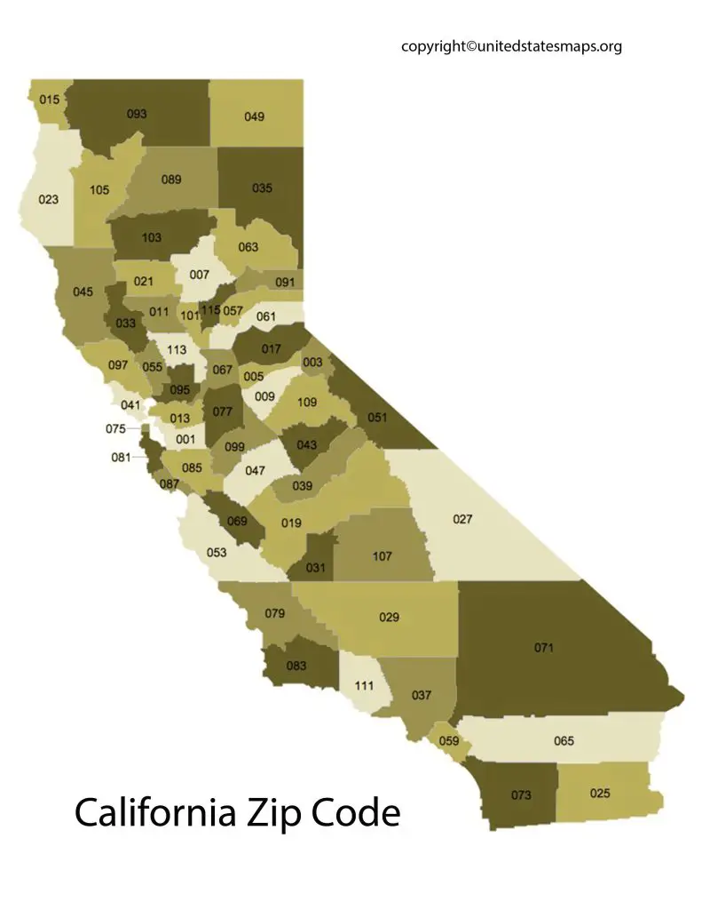Zip Code Map for California
