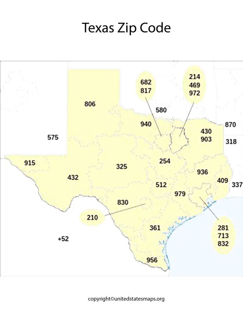 Zip Code Map for Texas