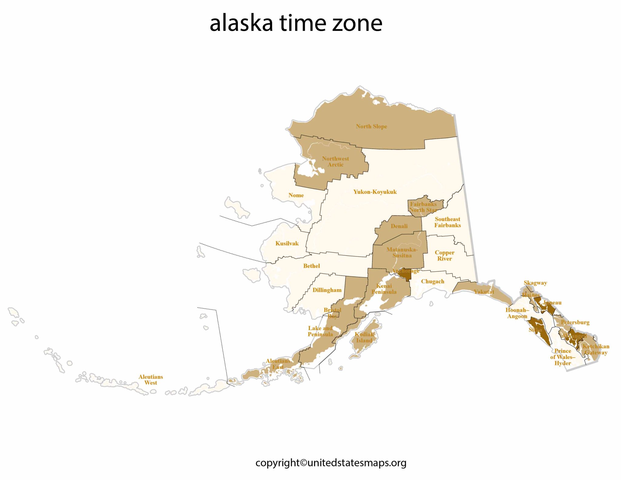Alaska Time Zone Map Map of Time Zones in Alaska