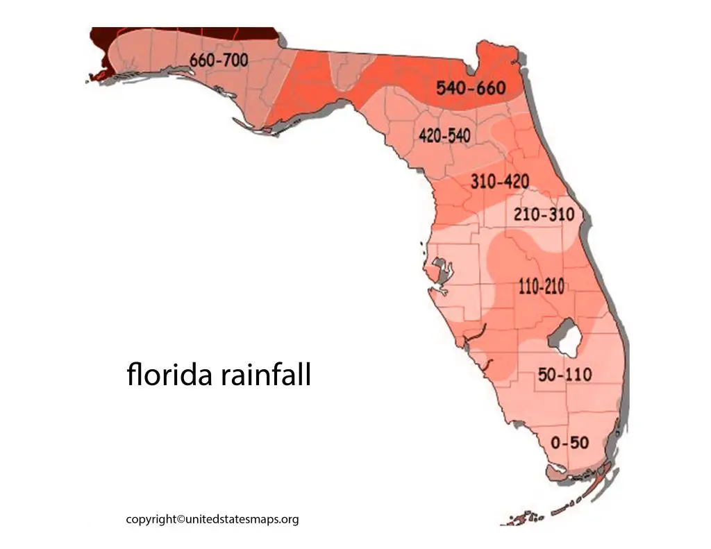 average rainfall map Florida
