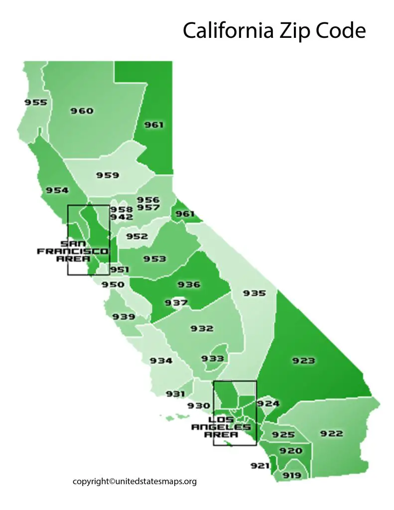 california Zip Code Map