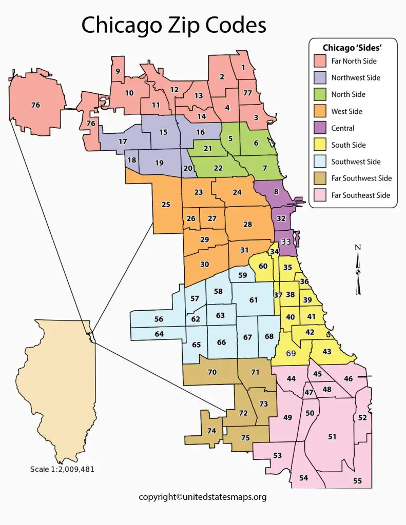 chicago zip codes map