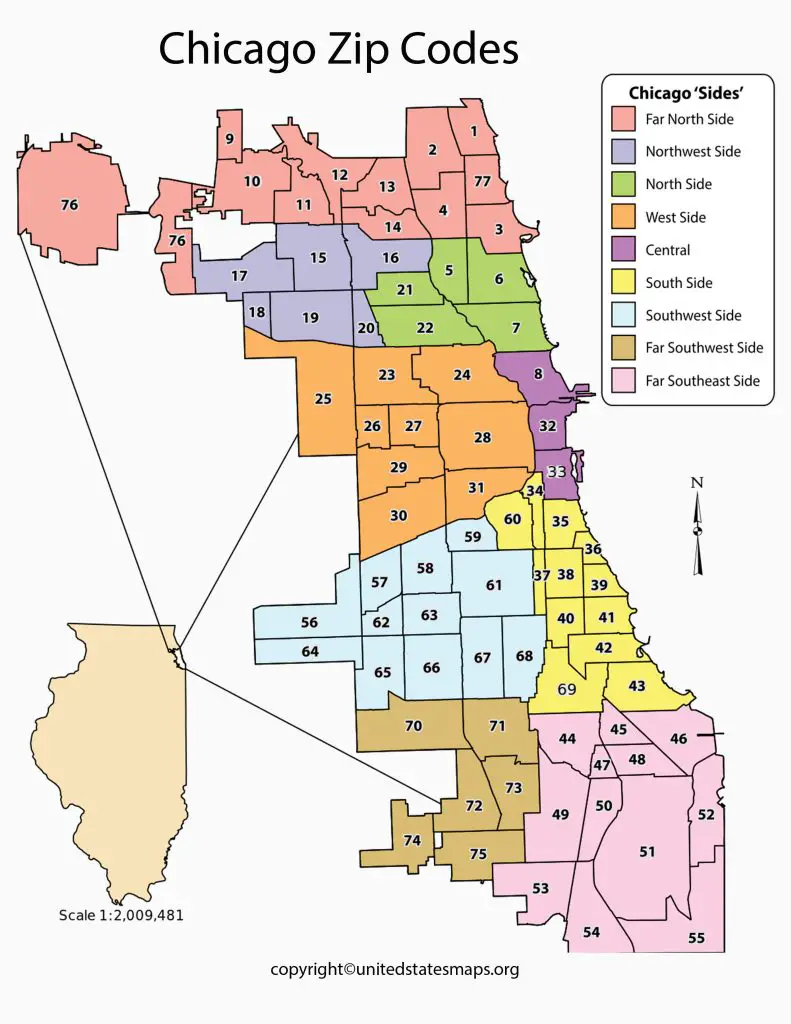 Chicago Zip Codes Map Zip Code Map of Chicago