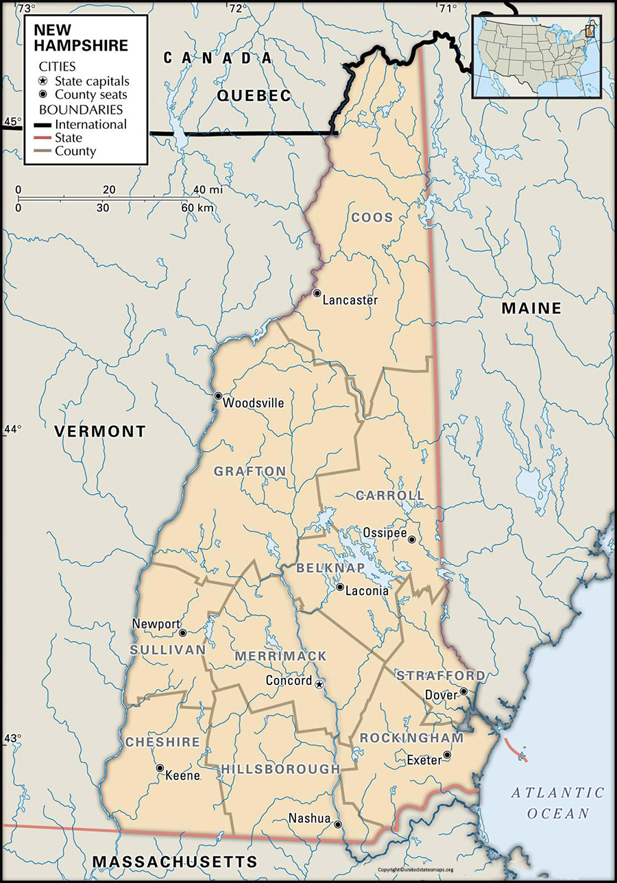 New Hampshire County Map | County Map of New Hampshire