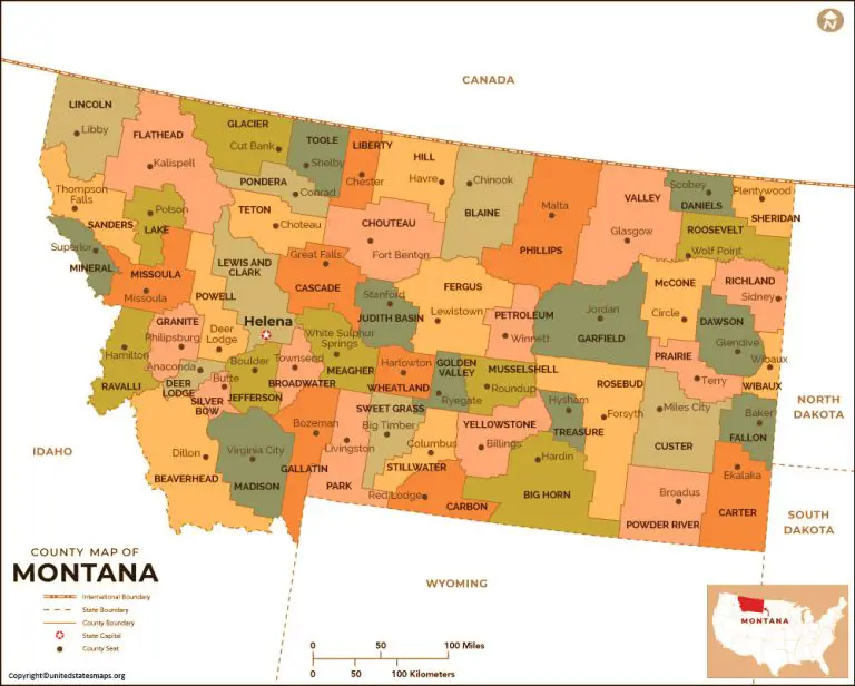 Montana County Map | County Map of Montana with Cities