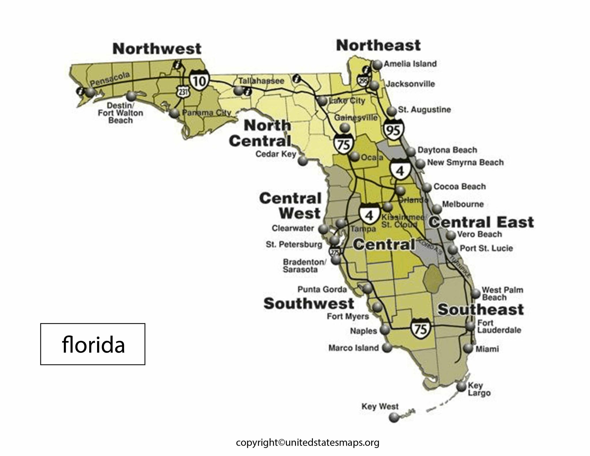 Florida Political Map | Political Map of Florida with Cities