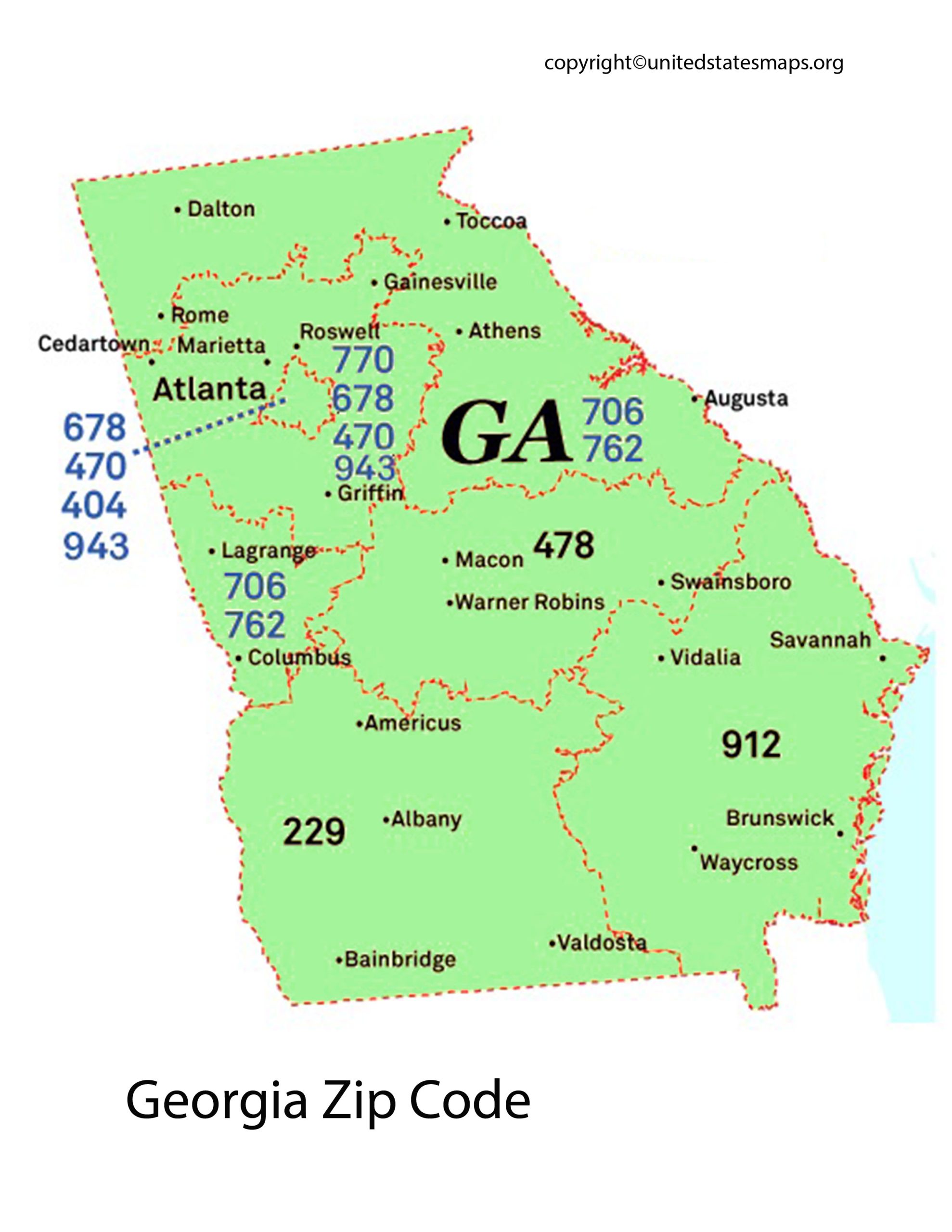 Georgia Zip Code Map Map Of Georgia Zip Codes 0745