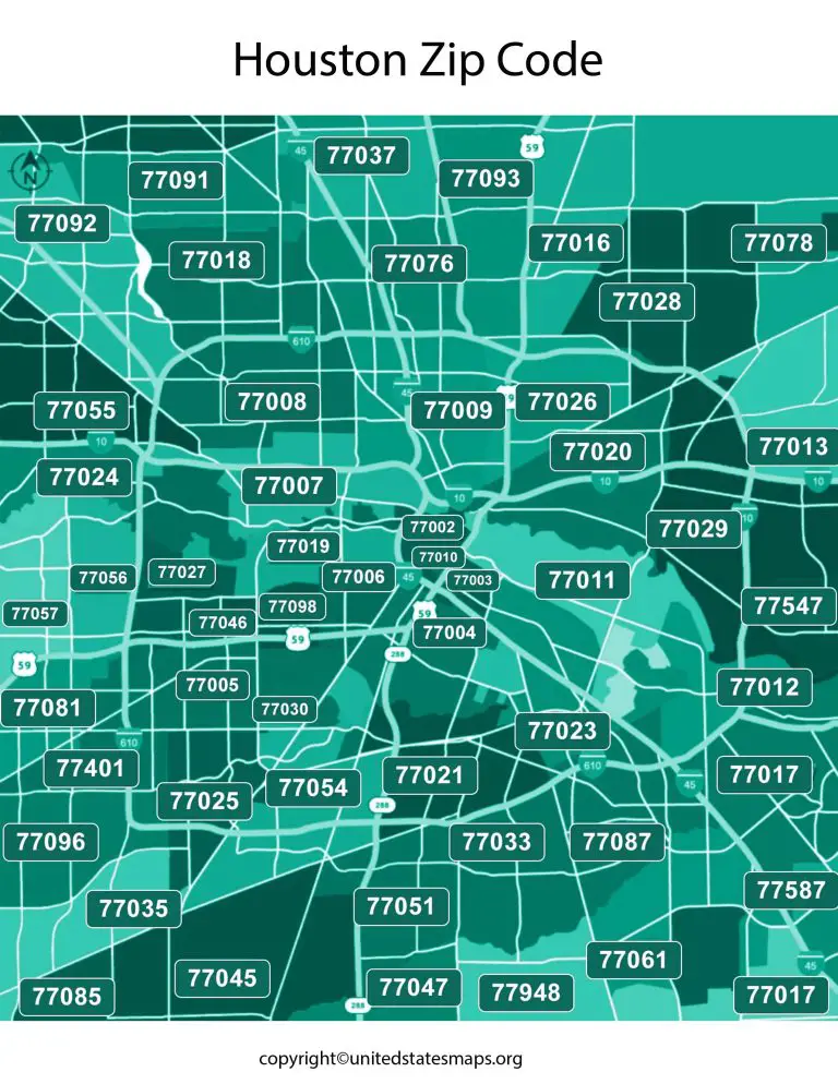 Houston Zip Code Map  Map of Houston Zip Codes