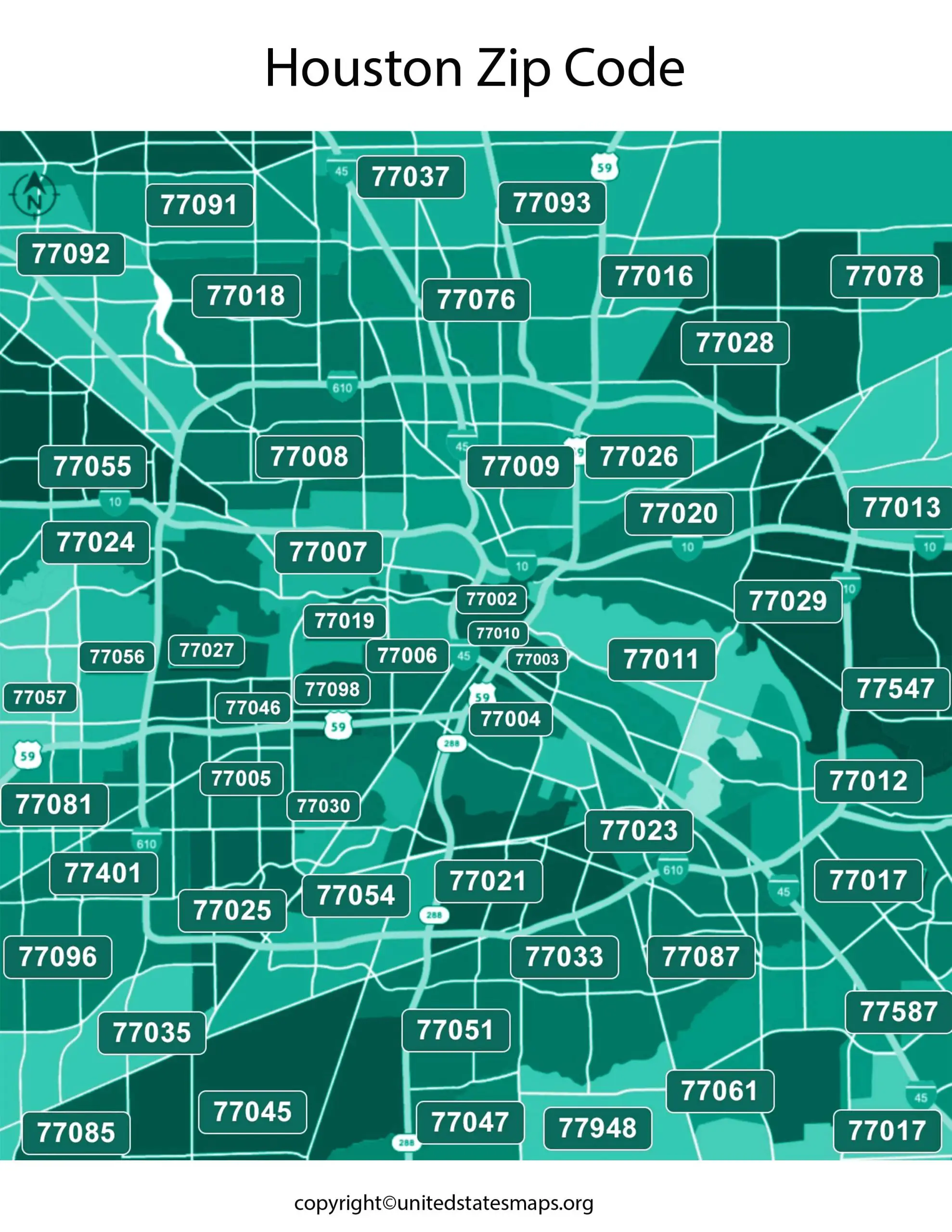 Houston Zip Code Map | Map of Houston Zip Codes