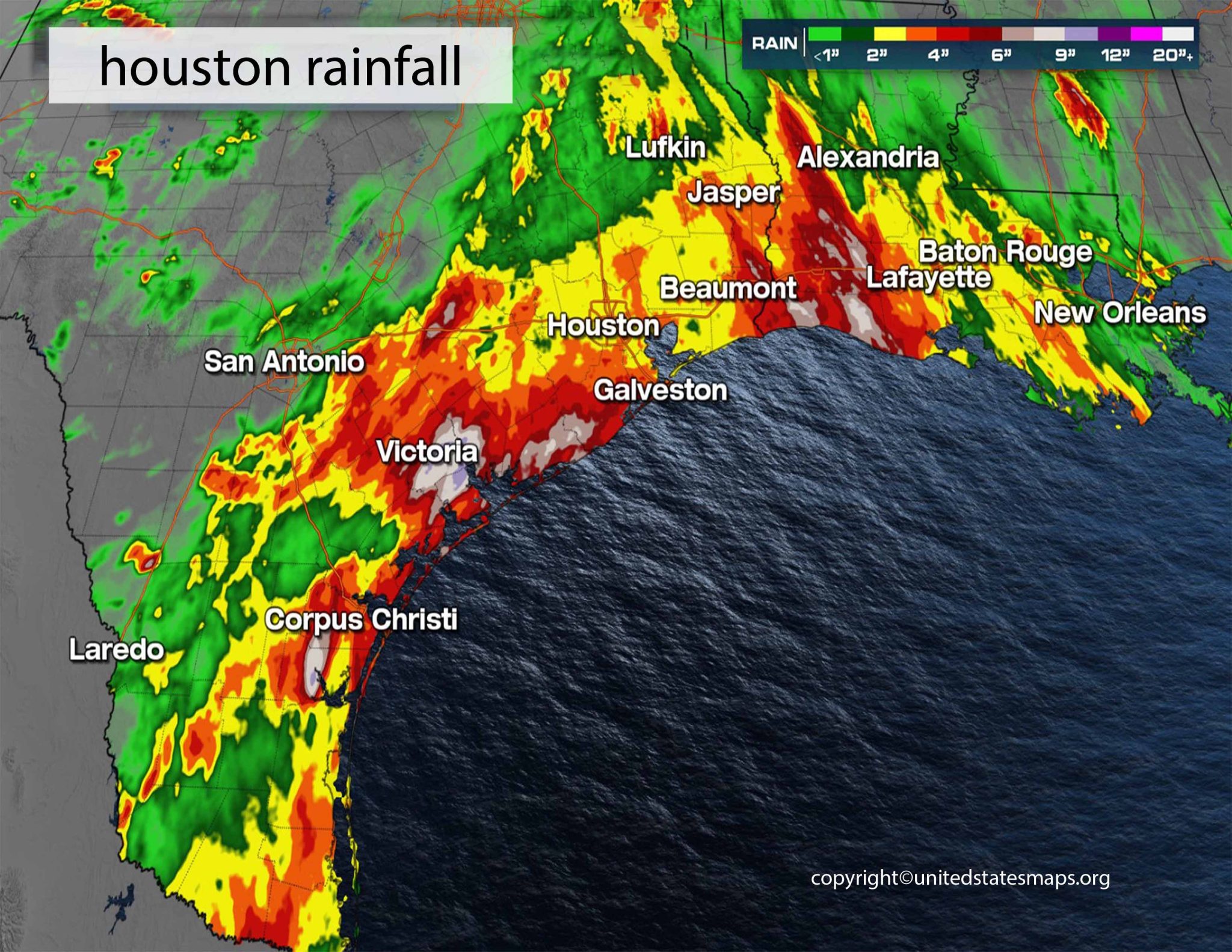 Houston Rainfall Map Rainfall Map of Houston