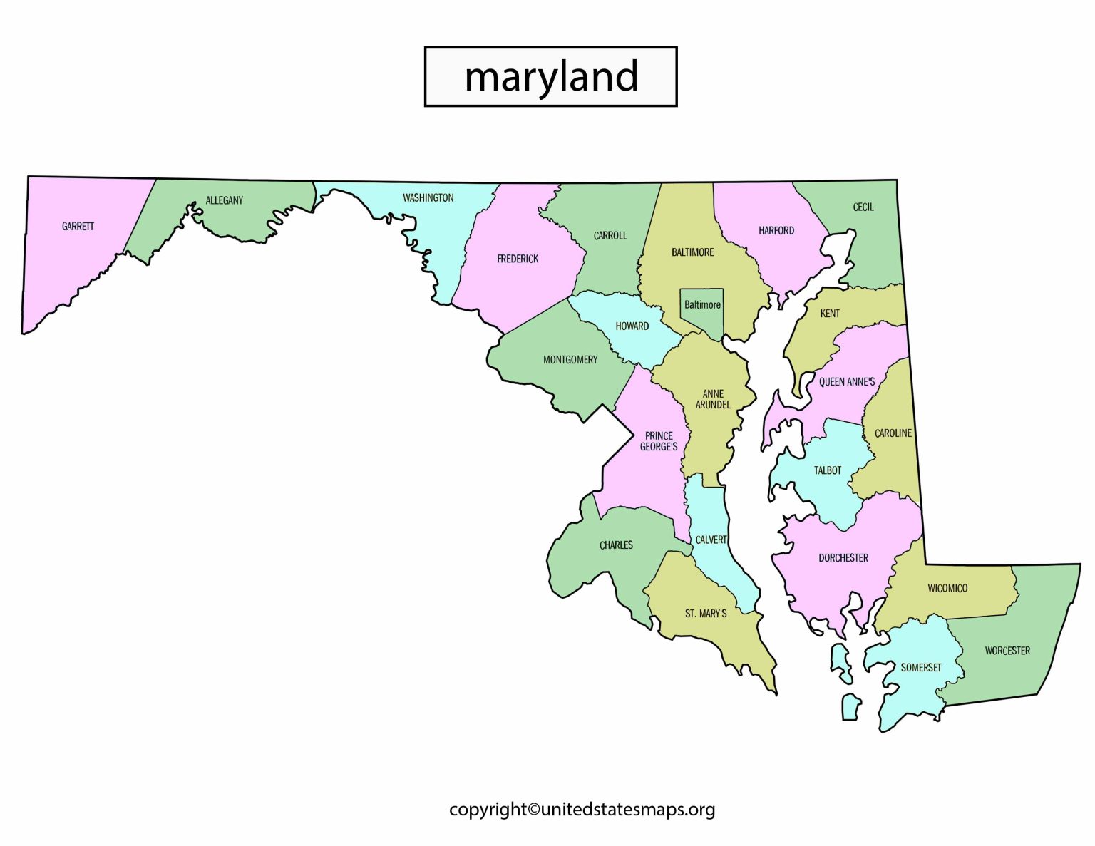 Maryland Political Map | Political Map of Maryland