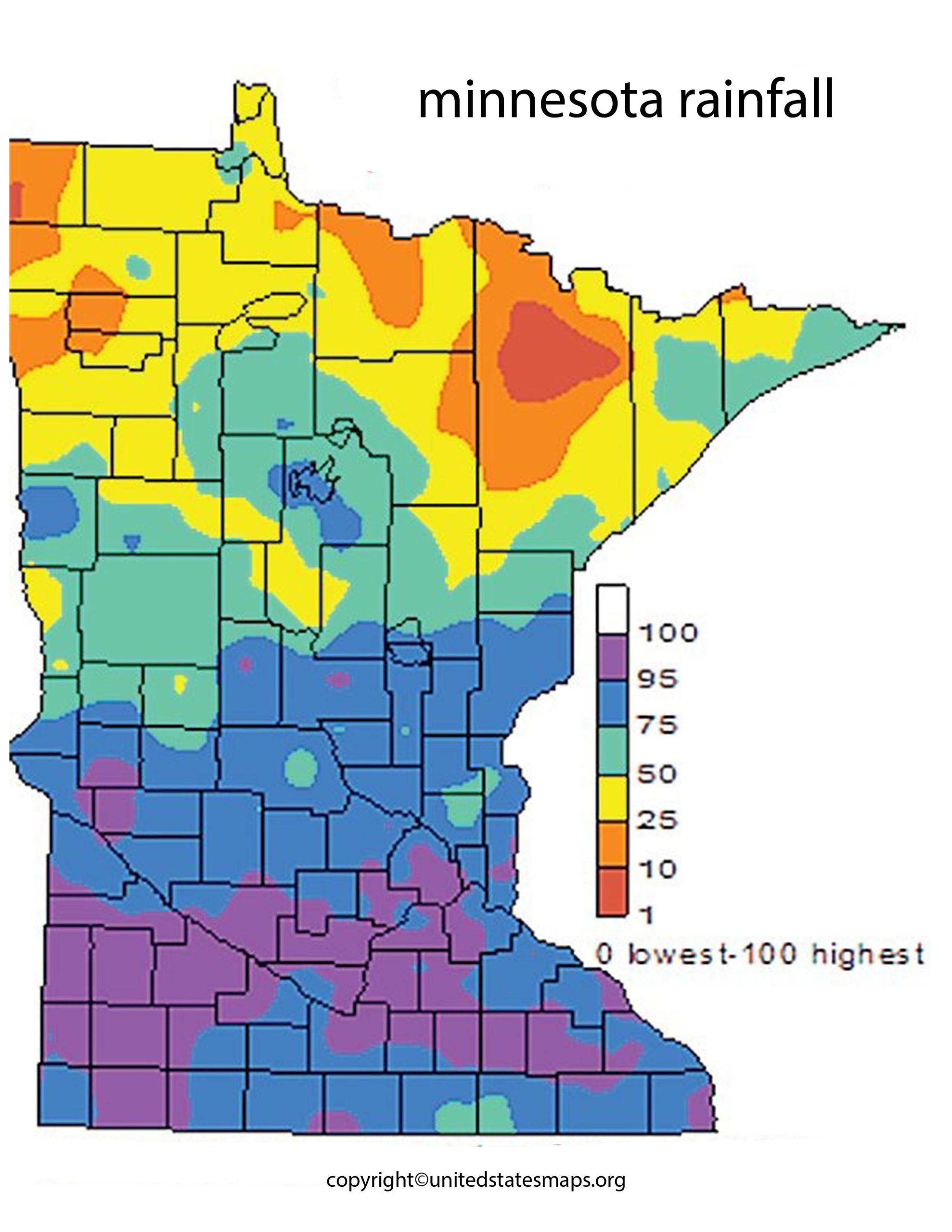 Minnesota Rainfall Map Rainfall Map of Minnesota