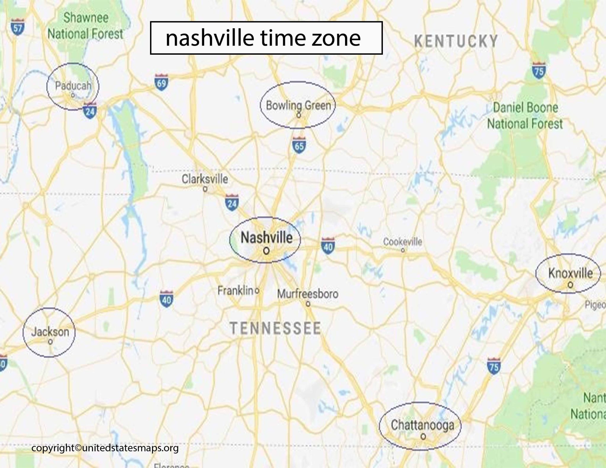 Nashville Time Zone Map Time Zone Map For Nashville Tn