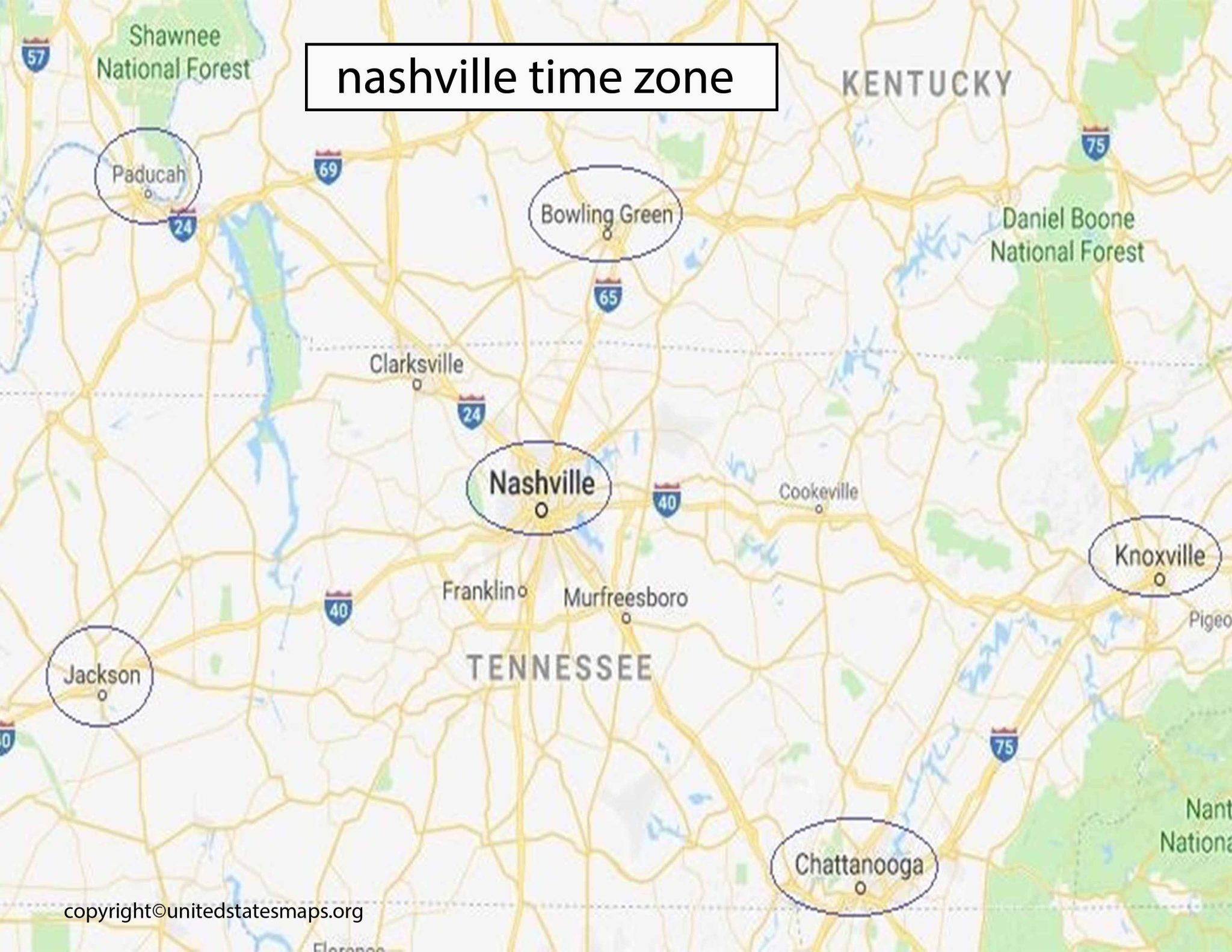 Nashville Time Zone Map Time Zone Map for Nashville Tn