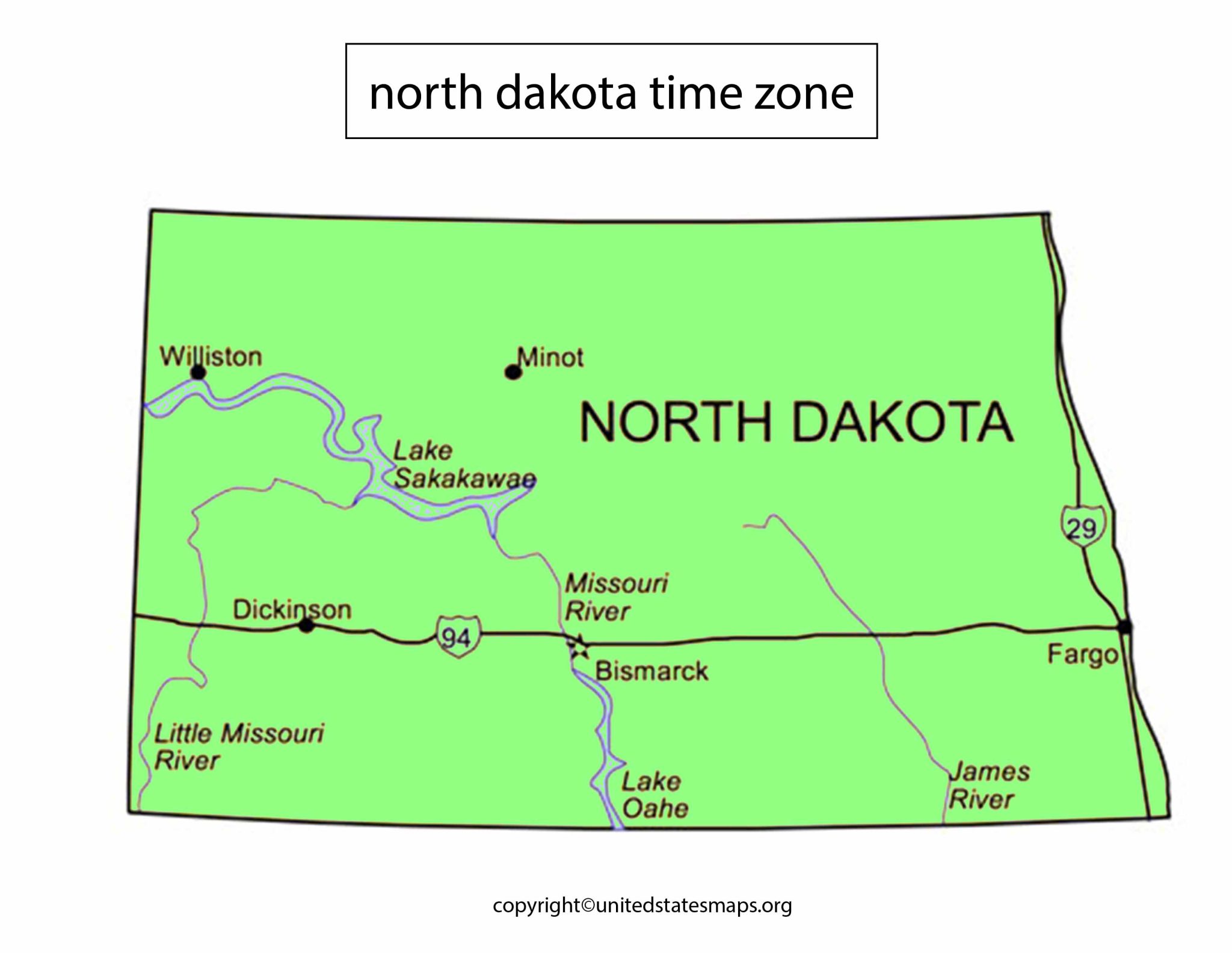 south dakota time zone map