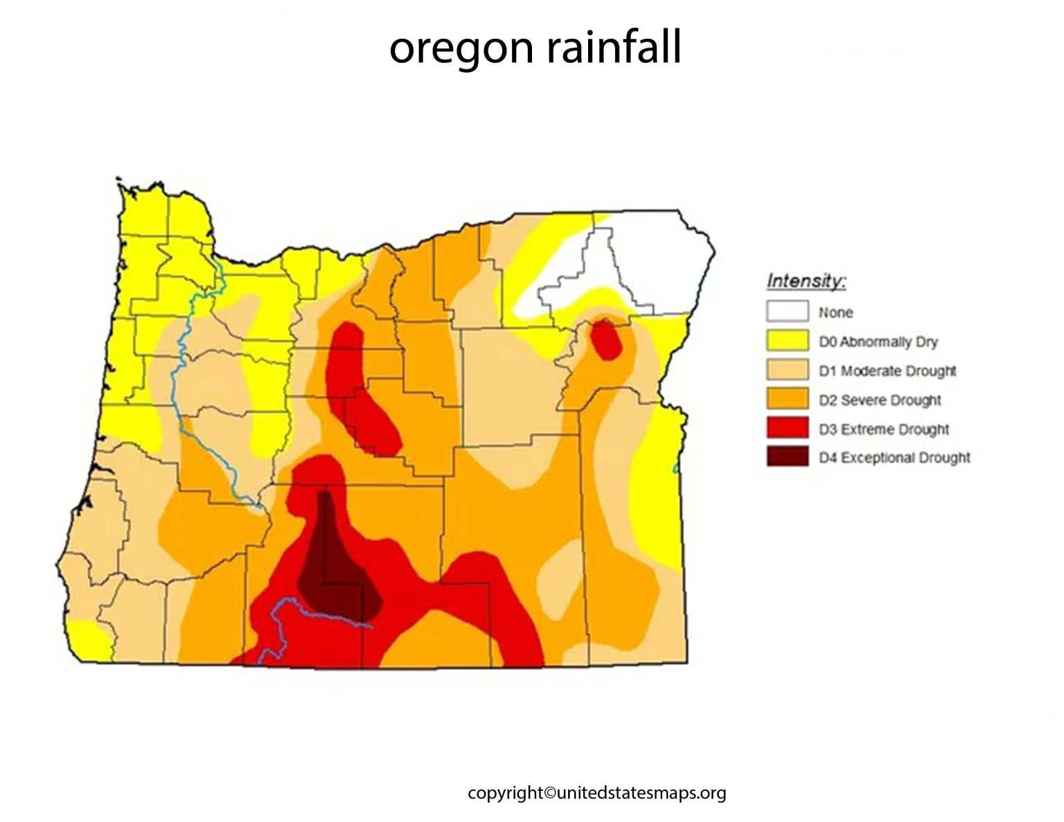 Oregon Rainfall Map Rainfall Map of Oregon