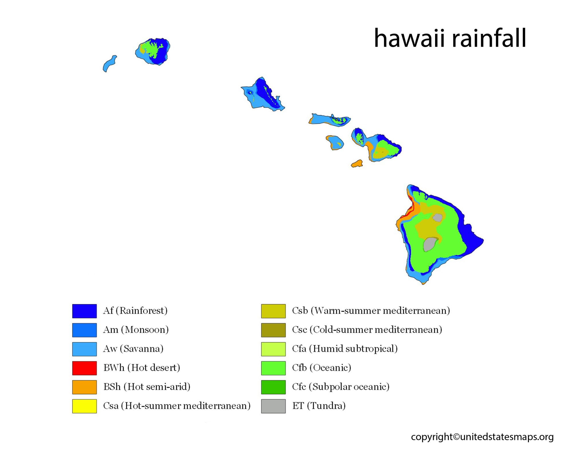 Hawaii Rainfall Map 