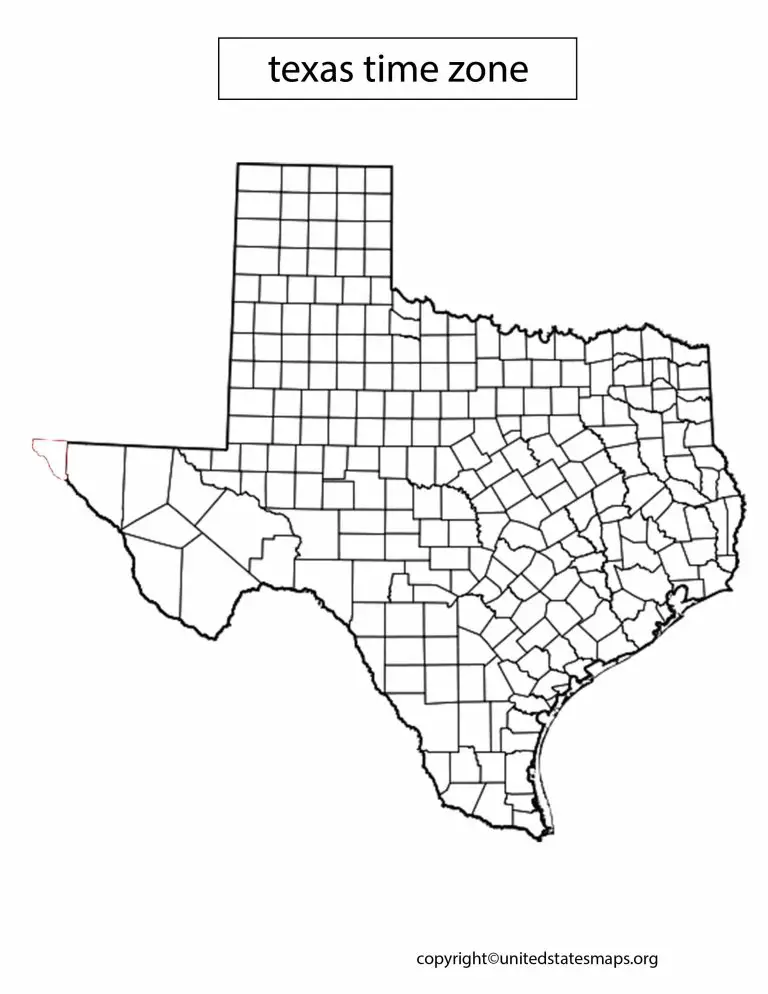 Texas Time Zone Map Map of Texas Time Zones