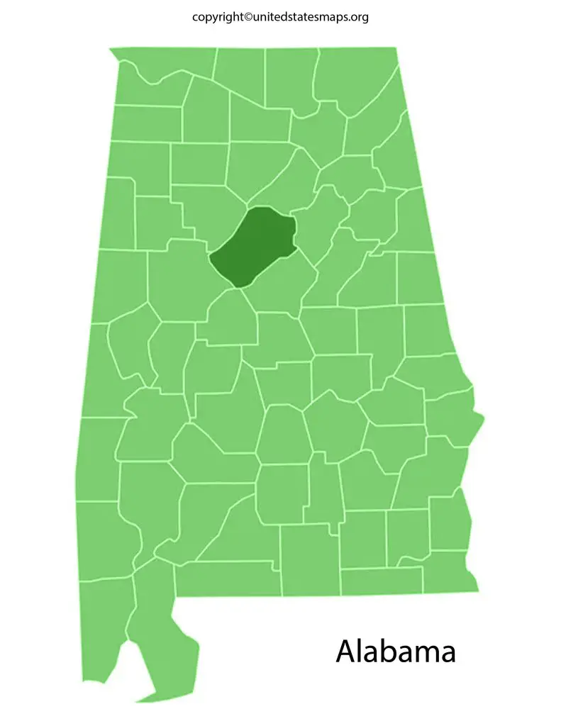 Alabama Map with Counties