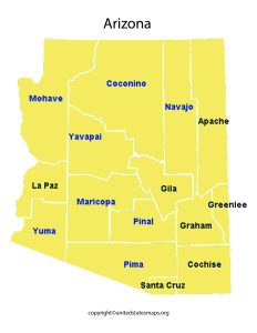 Arizona County Map | County Map of Arizona with Cities