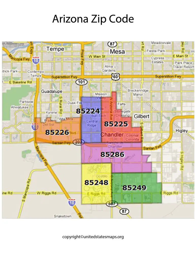 Arizona Zip Code Map | Map of Arizona by Zip Code