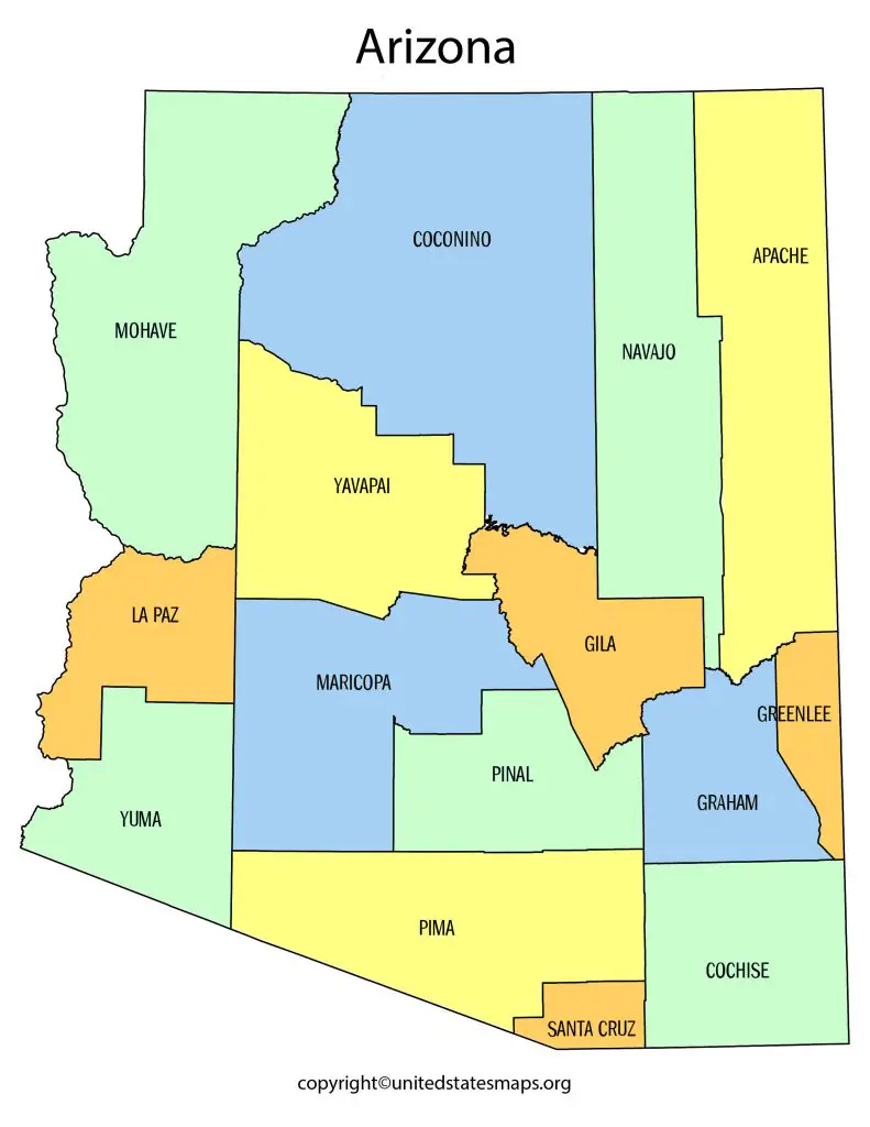 Arizona Map with Counties