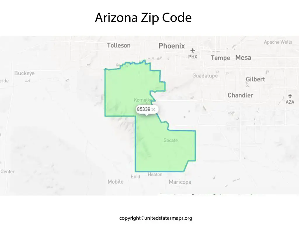 Arizona Map with Zip Codes
